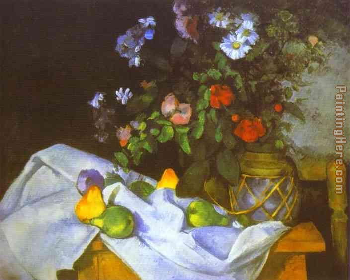 Still Life with Flowers and Fruit painting - Paul Cezanne Still Life with Flowers and Fruit art painting